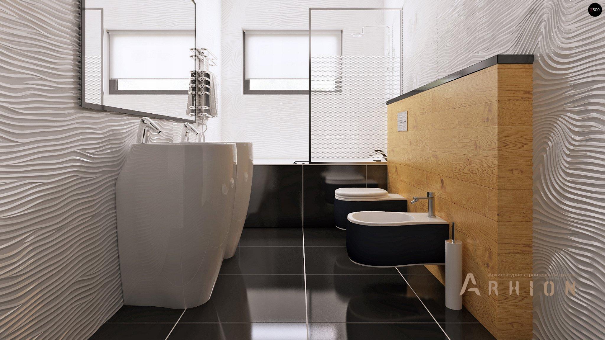 9. Проект одноэтажного дома в стиле минимализм с плоской кровлей , Zx100 v1, площадью - 168 кв c терассой, гаражом